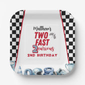 Two Fast 2nd birthday Boy Racing Car Papieren Bordje (Voorkant)
