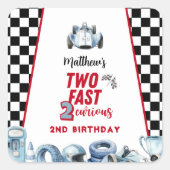Two Fast 2nd birthday Boy Racing Car  Vierkante Sticker (Voorkant)
