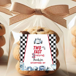 Two Fast 2nd birthday Boy Racing Thank You  Vierkante Sticker