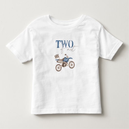 TWO Fast Blue Dirt Bike Birthday T-shirt (Voorkant)