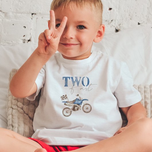 TWO Fast Blue Dirt Bike Birthday T-shirt