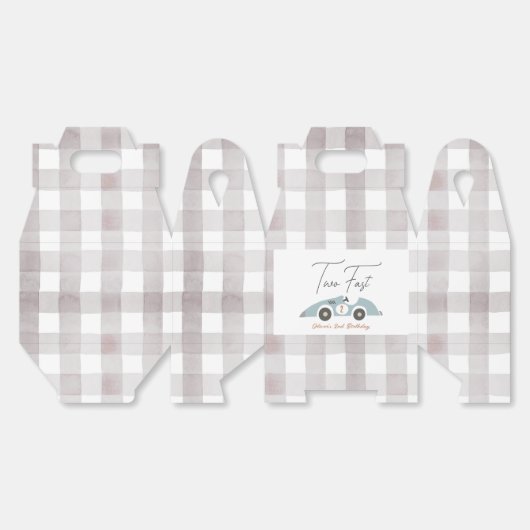 Two Fast Blue Race Car Boy 2nd Birthday Bedankdoosjes (Ongevouwen)