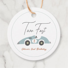 Two Fast Blue Race Car Boy 2nd Birthday Bedankjes Labels