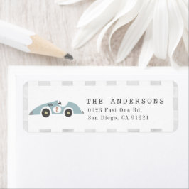 Two Fast Blue Race Car Boy 2nd Birthday Etiket