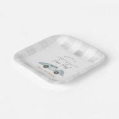 Two Fast Blue Race Car Boy 2nd Birthday Papieren Bordje (Gebogen)