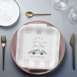 Two Fast Blue Race Car Boy 2nd Birthday Papieren Bordje