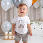 TWO Fast Dusty Blue Monster Truck Birthday T shirt