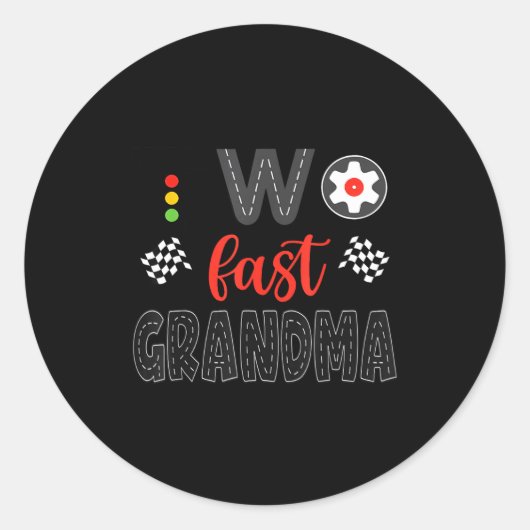 Two Fast Grandma Racing Car Birthday Boy Matching  Ronde Sticker (Voorkant)