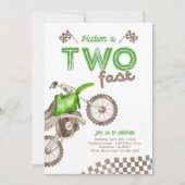 Two Fast Green Dirt Bike Invitation Kaart (Voorkant)