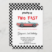 "Two Fast! Race Car 2de verjaardagsfeest uitnodigi Kaart (Voorkant / Achterkant)