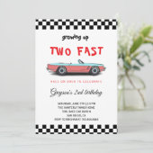 "Two Fast! Race Car 2nd verjaardagsfeest uitnodigi Kaart (Staand voorkant)