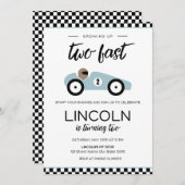 Two Fast Race Car Birthday Invitation Kaart (Voorkant / Achterkant)