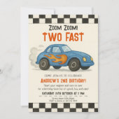 Two Fast Race Car Birthday Party Kaart (Voorkant)