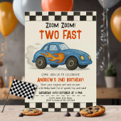 Two Fast Race Car Birthday Party Kaart