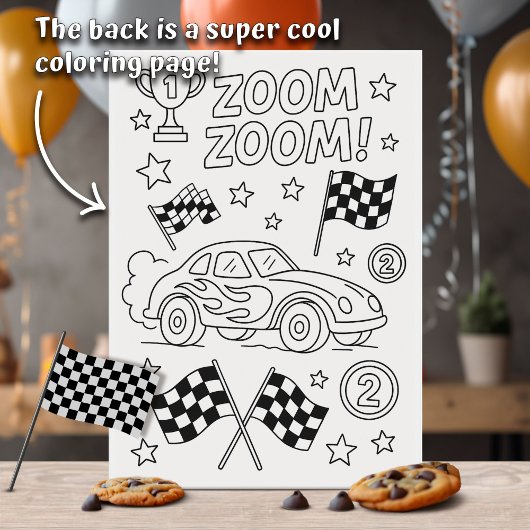 Two Fast Race Car Birthday Party Kaart