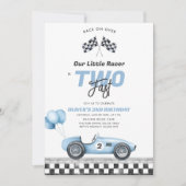 Two Fast Race Car Boy 2nd Birthday Invitation Kaart (Voorkant)