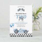 Two Fast Race Car Boy 2nd Birthday Invitation Kaart (Staand voorkant)