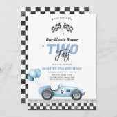 Two Fast Race Car Boy 2nd Birthday Invitation Kaart (Voorkant / Achterkant)
