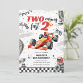Two Fast Race Car Boy 2nd Birthday Invitation Kaart (Staand voorkant)