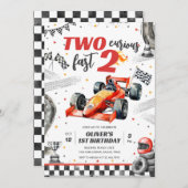 Two Fast Race Car Boy 2nd Birthday Invitation Kaart (Voorkant / Achterkant)