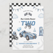 Two Fast Race Car Boy 2nd Birthday Invitation Kaart (Voorkant / Achterkant)