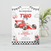 Two Fast Race Car Boy 2nd Birthday Invitation Kaart (Staand voorkant)