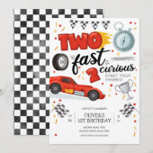 Two Fast Race Car Boy 2nd Birthday Invitation Kaart (Voorkant / Achterkant)
