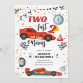 Two Fast Race Car Boy 2nd Birthday Invitation Kaart (Voorkant / Achterkant)