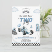 Two Fast Race Car Boy 2nd Birthday Invitation Kaart (Staand voorkant)