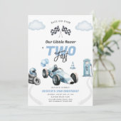 Two Fast Race Car Boy 2nd Birthday Invitation Kaart (Staand voorkant)