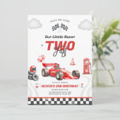 Two Fast Race Car Boy 2nd Birthday Invitation Kaart (Staand voorkant)