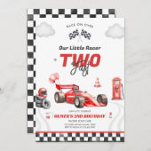 Two Fast Race Car Boy 2nd Birthday Invitation Kaart (Voorkant / Achterkant)