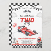 Two Fast Race Car Boy 2nd Birthday Invitation Kaart (Voorkant / Achterkant)