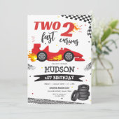 Two Fast Race Car Boy 2nd Birthday Invitation Kaart (Staand voorkant)