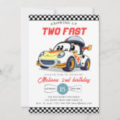 Two Fast Race Car Boy 2nd Birthday Party Invitatio Kaart (Voorkant)