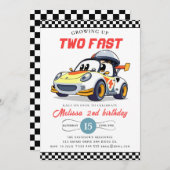 Two Fast Race Car Boy 2nd Birthday Party Invitatio Kaart (Voorkant / Achterkant)