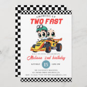 Two Fast Race Car Boy 2nd Birthday Party Kaart (Voorkant / Achterkant)