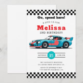 Two Fast Race Car Boy 2nd Birthday Party  Kaart (Voorkant / Achterkant)