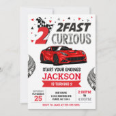 Two Fast Race Car Boy 2nd Birthday Party Kaart (Voorkant)