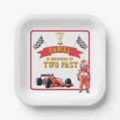 Two Fast Race Car Checkered Flag Birthday Papieren Bordje (Voorkant)