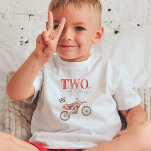 TWO Fast Red Dirt Bike Birthday T-shirt