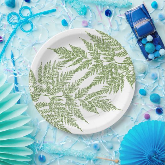 Two Fern Fronds Silhouette Papieren Bordje (Feest)