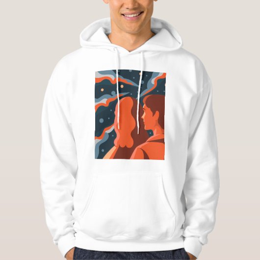 Two Figures Contemplating an Abstract Cosmic Scene Hoodie (Voorkant)