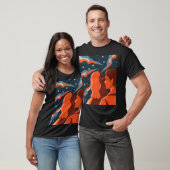 Two Figures Contemplating an Abstract Cosmic Scene T-shirt (Unisex)