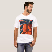 Two Figures Contemplating an Abstract Cosmic Scene T-shirt (Voorkant volledig)