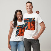 Two Figures Contemplating an Abstract Cosmic Scene T-shirt (Unisex)