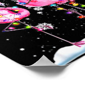 Two Flamingo With Santa Hat And Lights Merry Chris Poster (Hoek)