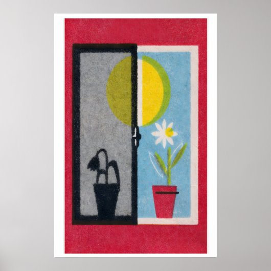 Two Flowers Matchbox Print Vintage Eastern Europe (Voorkant)