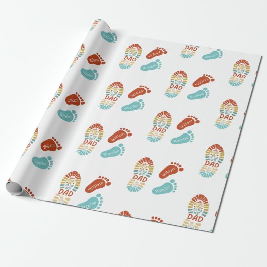 Two Footsteps Fatrhers Day Wrapping Paper Cadeaupapier (Uitgerold)