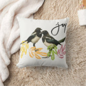"Two for Joy" Magpies met bloemenaccent. Kussen (Deken)